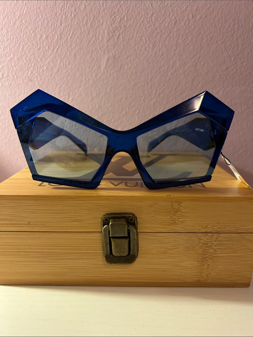 Translucent Blue Geometric Sunglasses